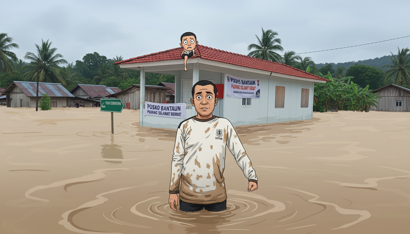 Detik-Detik Satpam Bertahan di Atap Pos Saat Banjir 2 Meter Hantam Luminpark Padang